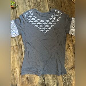 Gray T-Shirt with Domino Pattern